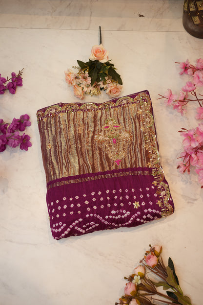 Pure Gajji Silk Saree with Hand Zardozi Work and Heavy Blouse ##SR021