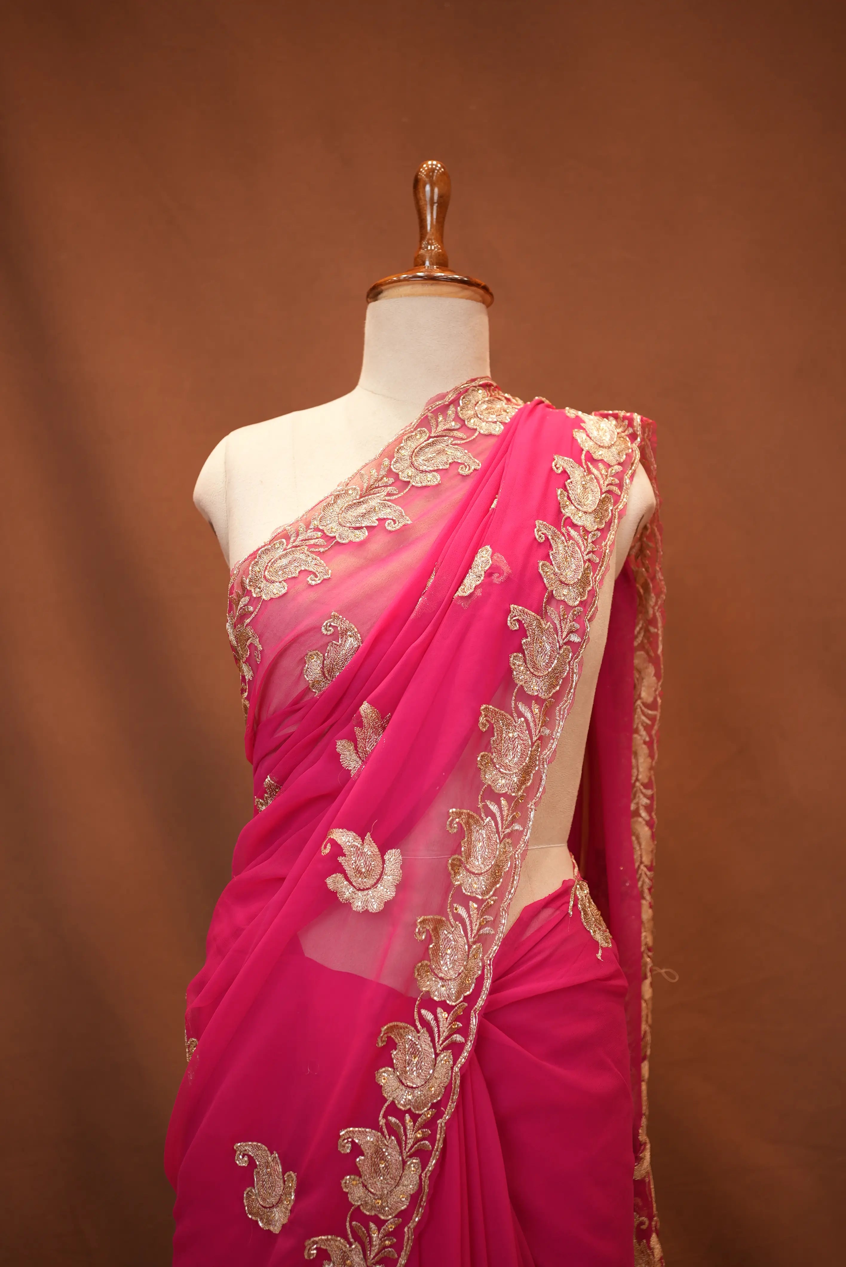 Heavy Handwork Border Saree (With Blouse)
