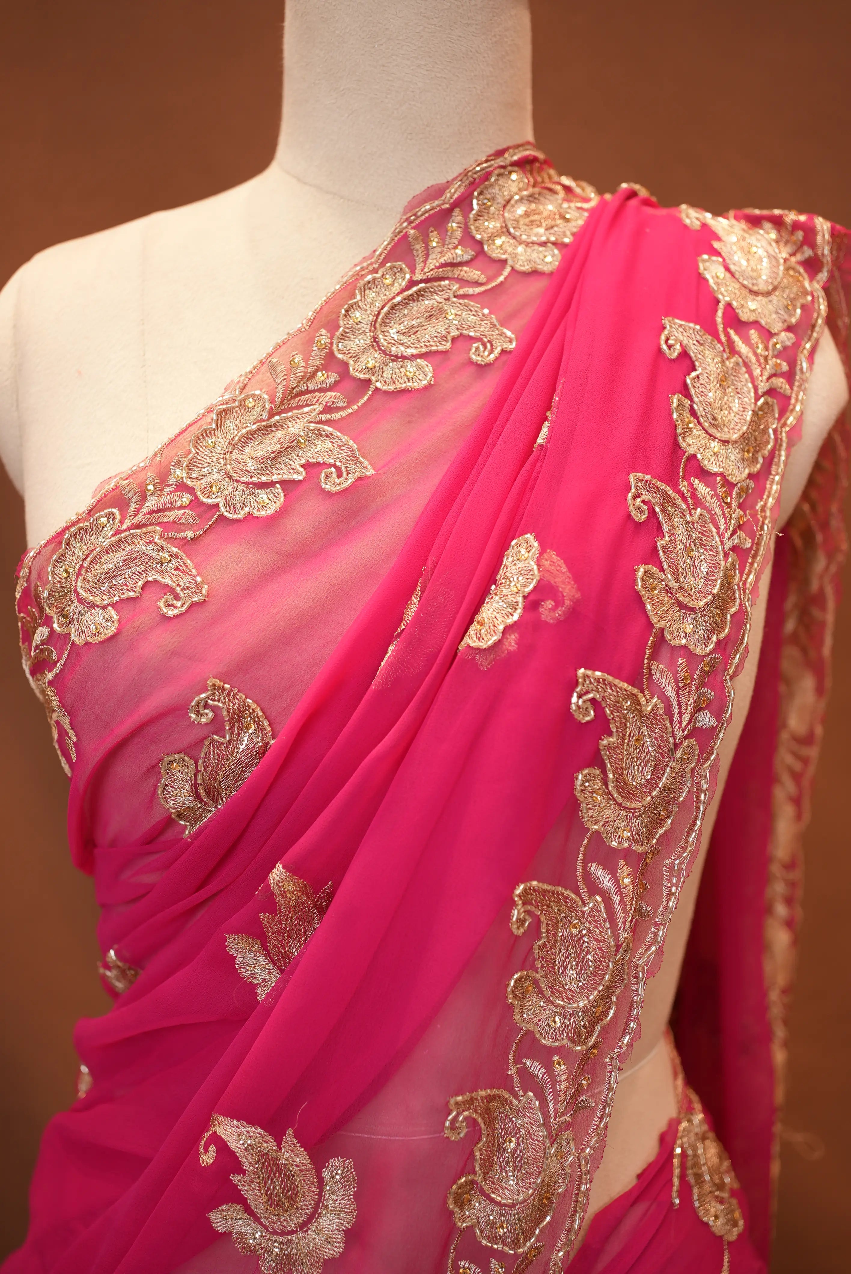 Heavy Handwork Border Saree (With Blouse)