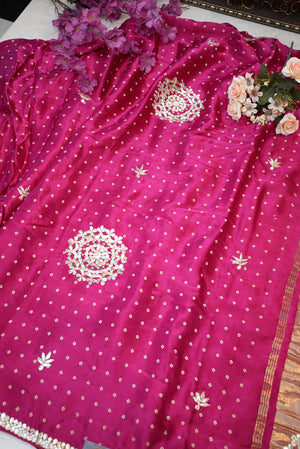 Modal Gajji Silk Saree with Gota Patti Handwork