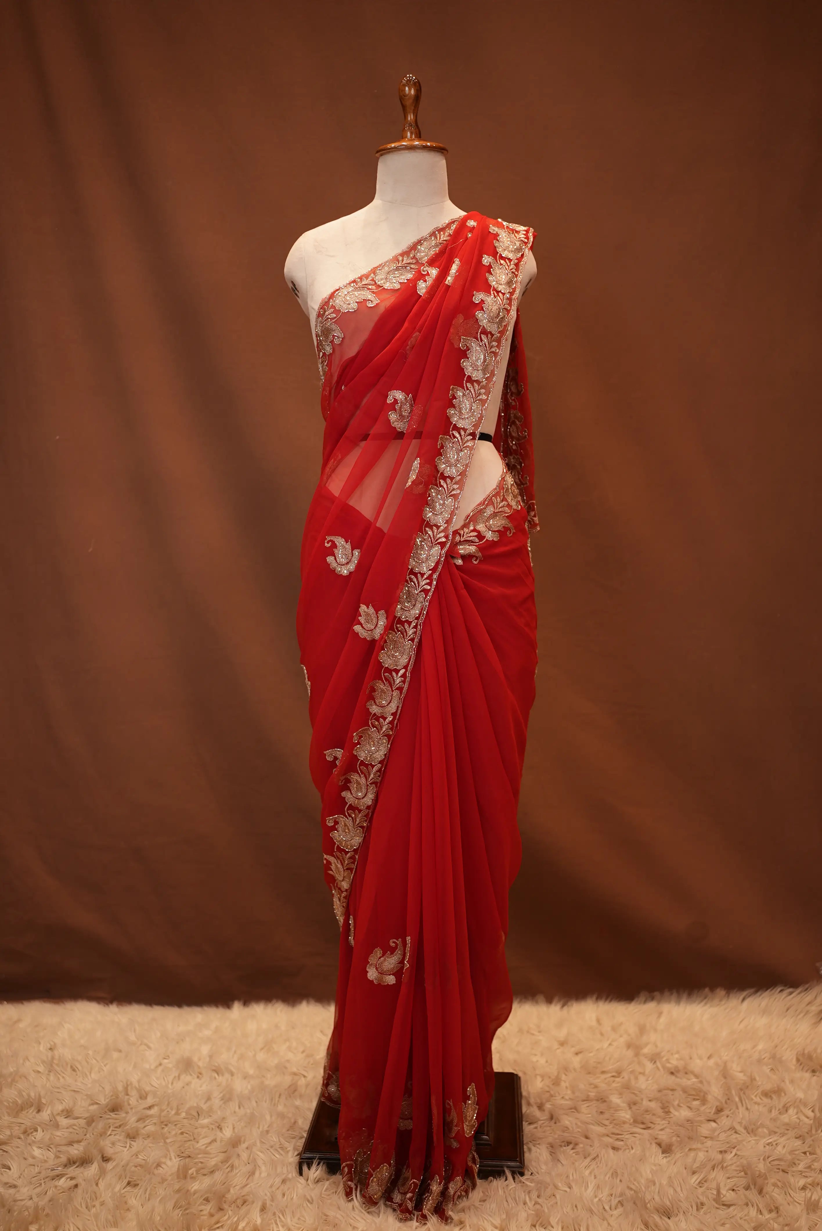 Heavy Handwork Border Saree (With Blouse)