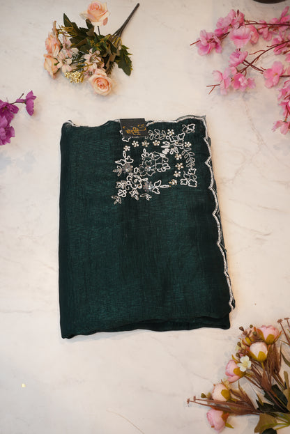 Crunchy Silk Saree with Handwork Border and Pallu buta ##SR017