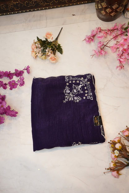 Crunchy Silk Saree with Handwork Border and Pallu buta ##SR017
