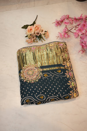 Modal Gajji Silk Saree with Handwork Buta & Zardozi Buti
