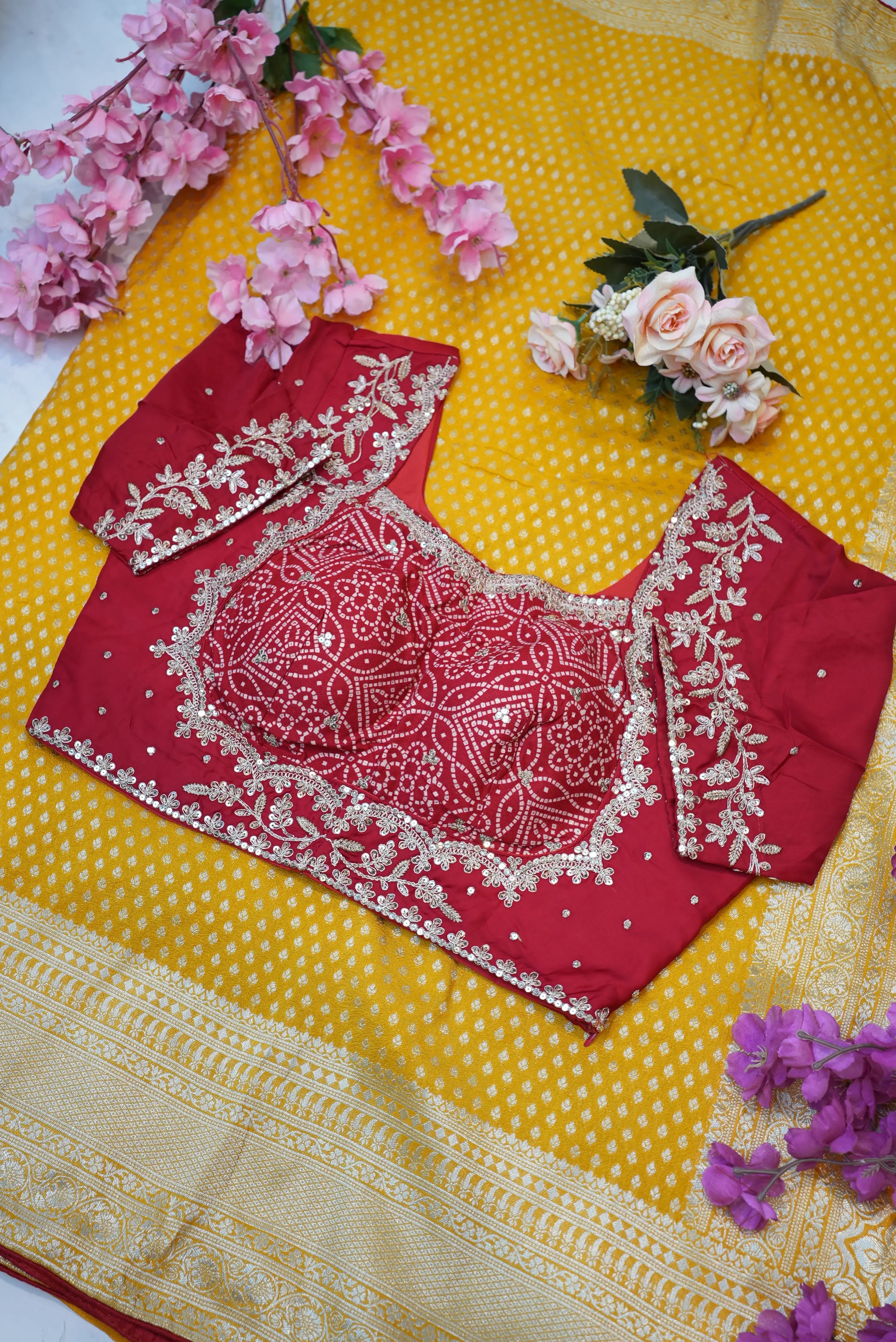 Banarasi Silk Weaving Saree with Stitched Heavy Blouse ##SR018