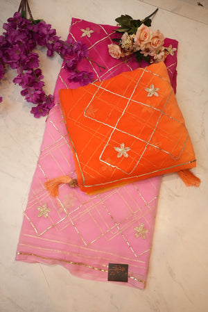 Moss Georgette Saree with Sirhiya Gota Patti Work
