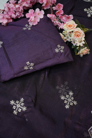 Embroidery Saree with Border and Buta Design