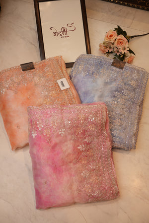 Crystal Tissue Shibori Saree with Handwork Border and Bota ##SR019