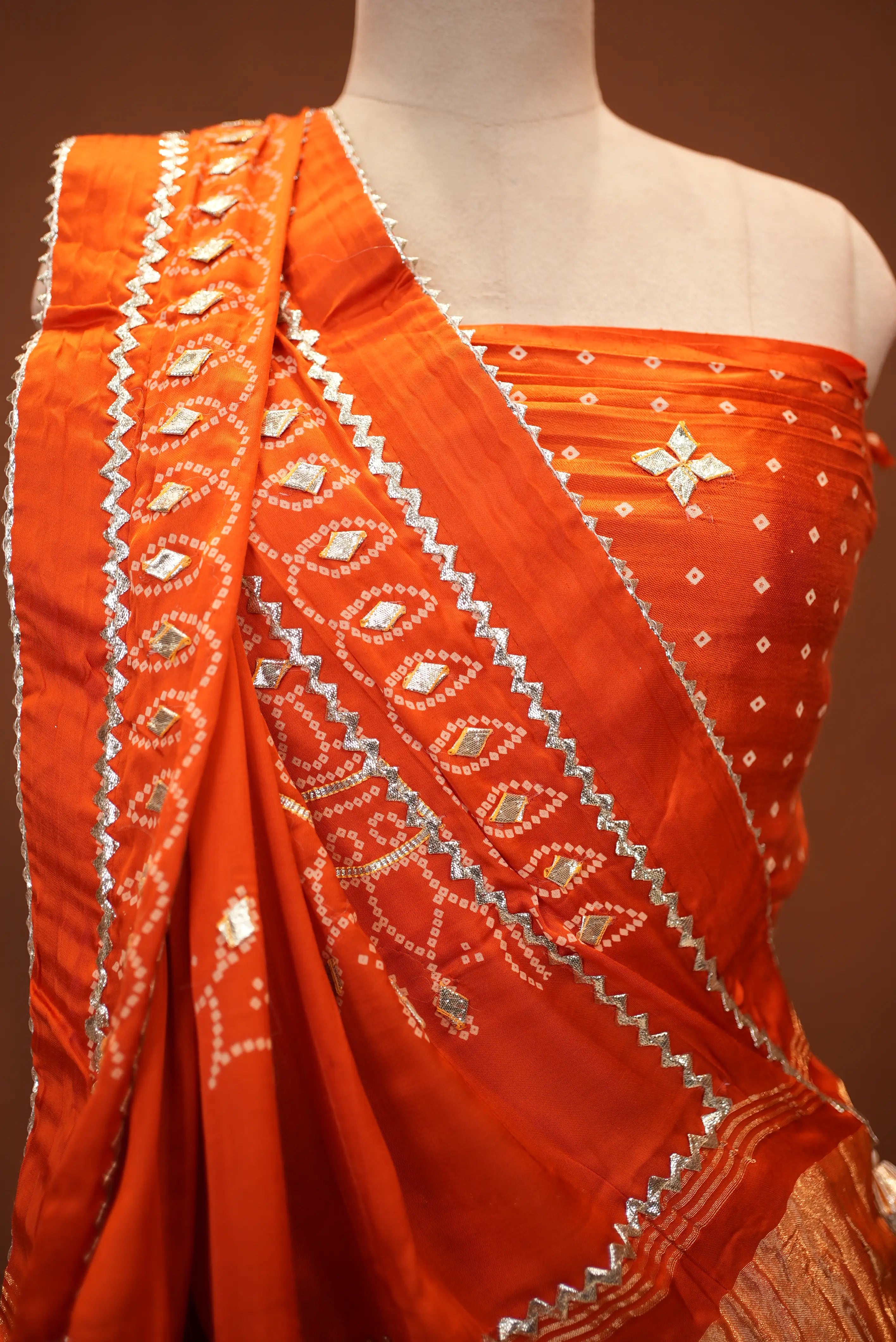 Bandhani Design Lehenga with Lagdi Patta work with Heavy Dupatta