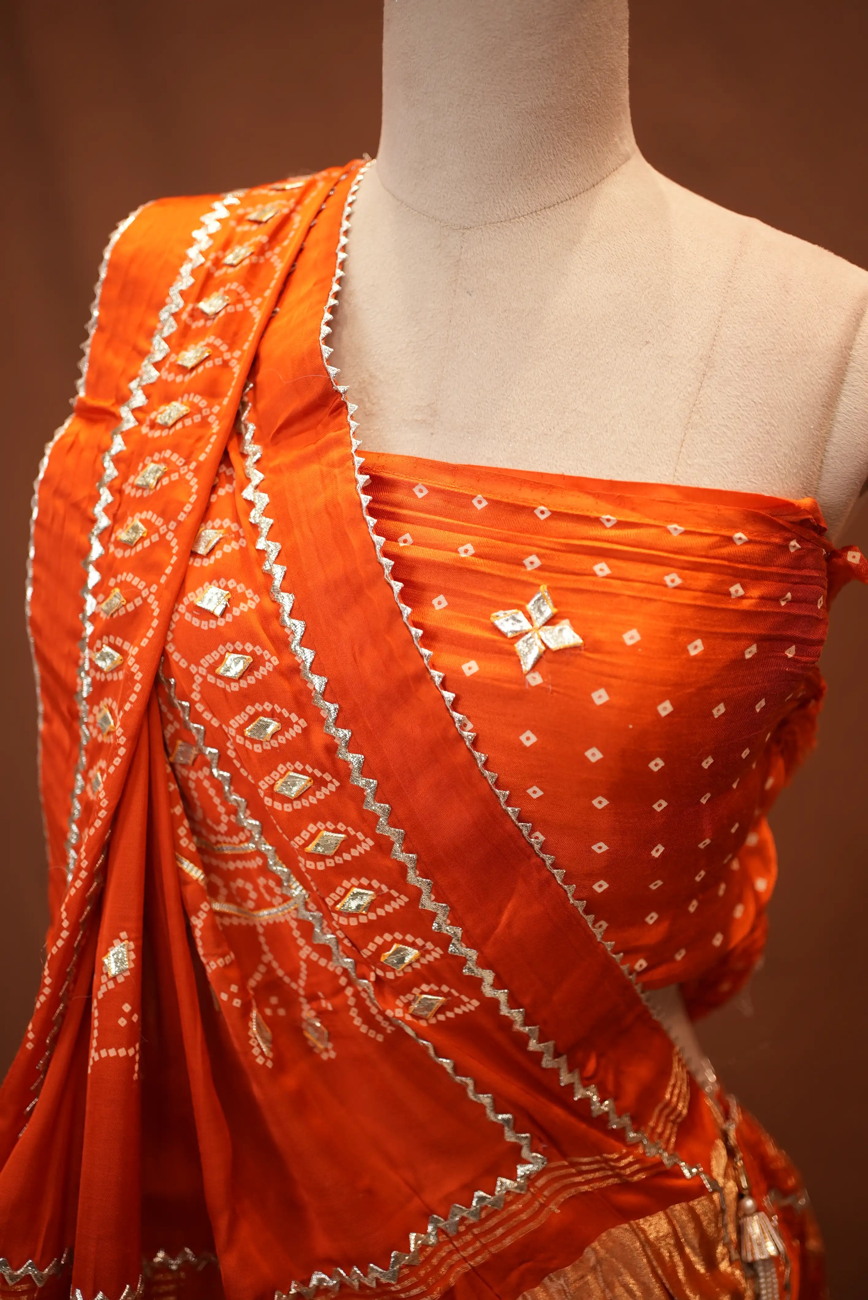 Bandhani Design Lehenga with Lagdi Patta work with Heavy Dupatta