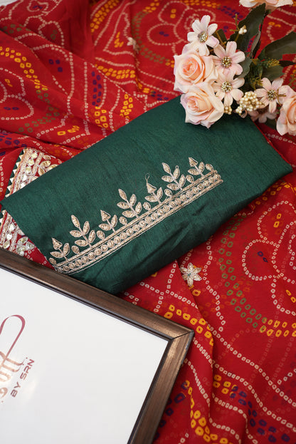 Rajasthani Born Bandhej Chunri Saree with Gota Patti Work ##SR027