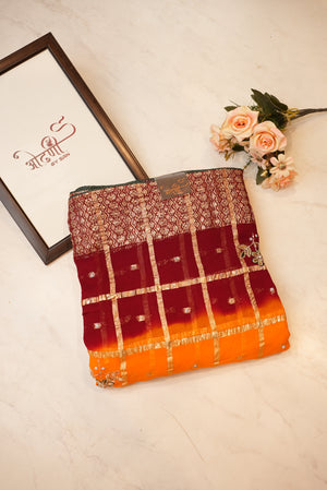 Rajasthani Gharchola Saree with Piliya and Handwork