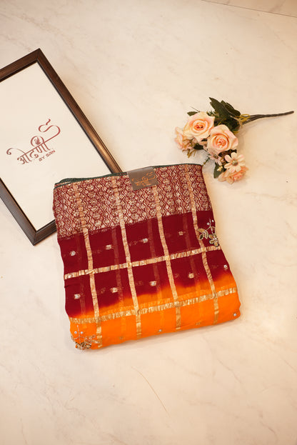 🌟 Elegant Fancy Pila Saree – Hand Work Buta on Viscose Georgette Fabric with Jari Border 🌟 ##SR013