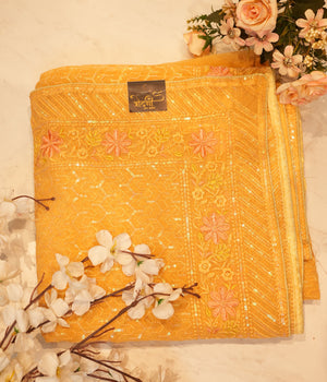 EMBROIDERY AND SEQUENCE WORK PARTY WEAR SAREE (WITH BLOUSE) ##SR086