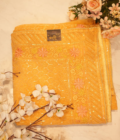 EMBROIDERY AND SEQUENCE WORK PARTY WEAR SAREE (WITH BLOUSE) ##SR086
