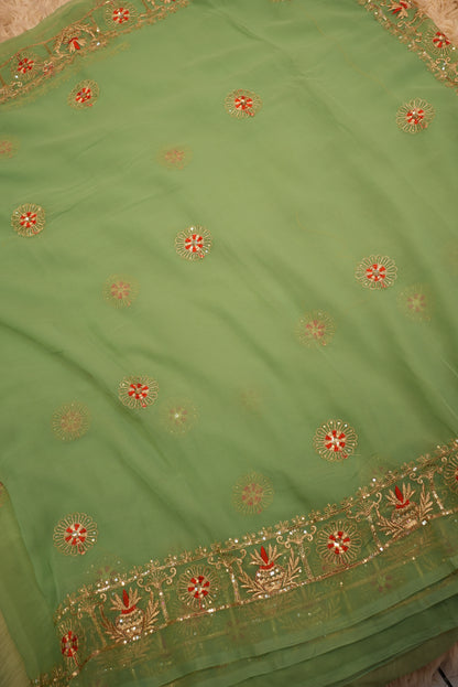 KARWA CHAUTH SPECIAL RAJPUTI SAREE ON GEORGETE FABIRC ##SR0359