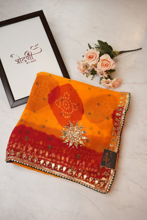 Georgette Gota Patti Rajasthani Saree with Border