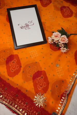 Georgette Gota Patti Rajasthani Saree with Border