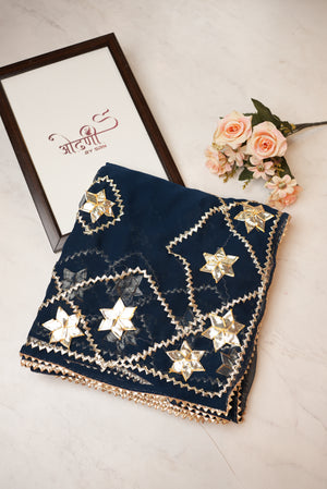 Georgette Kaccha Gota Patti Work Saree with Jal Border