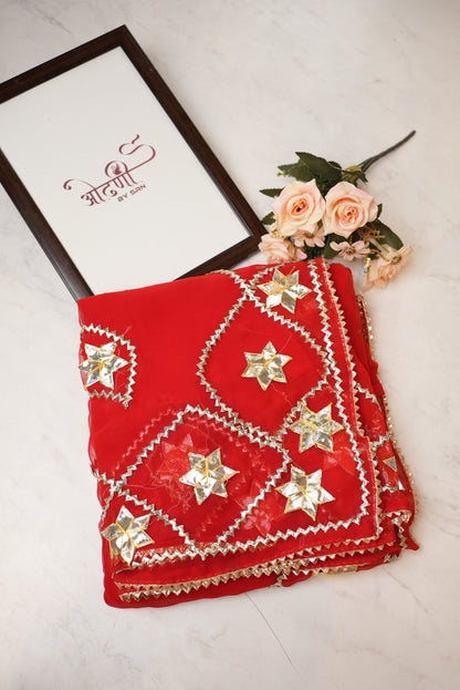 Georgette Kaccha Gota Patti Work Saree with Jal Border ##SR010