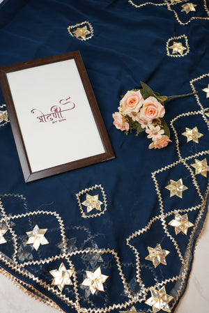 Georgette Kaccha Gota Patti Work Saree with Jal Border