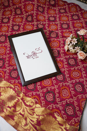 Rajasthani Chundari Bandhej Saree with Zari Border