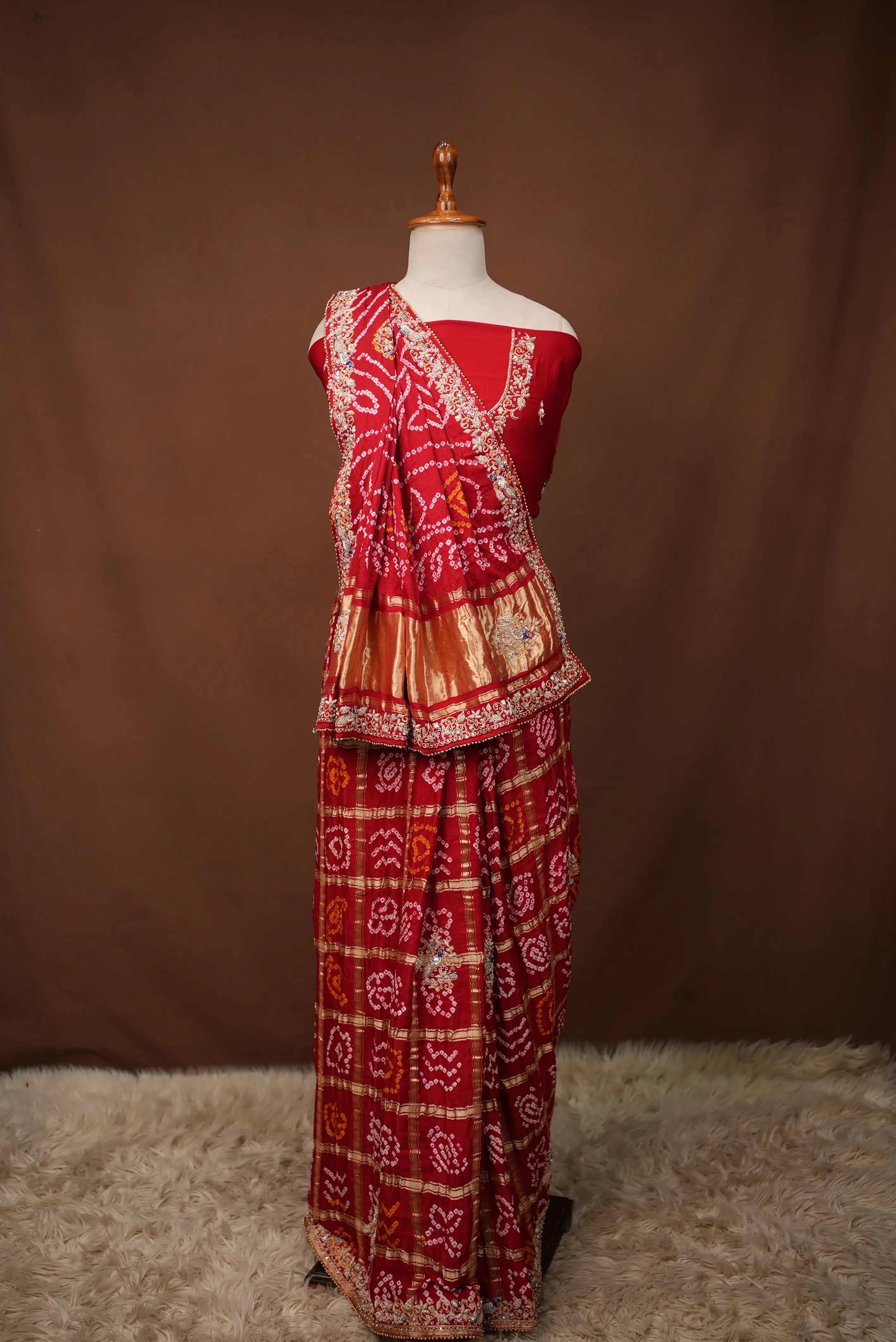 Ghatchola Designer Gazzi Silk Saree With Peacock Design Zardosi Handwork (with Blouse)  SR0103