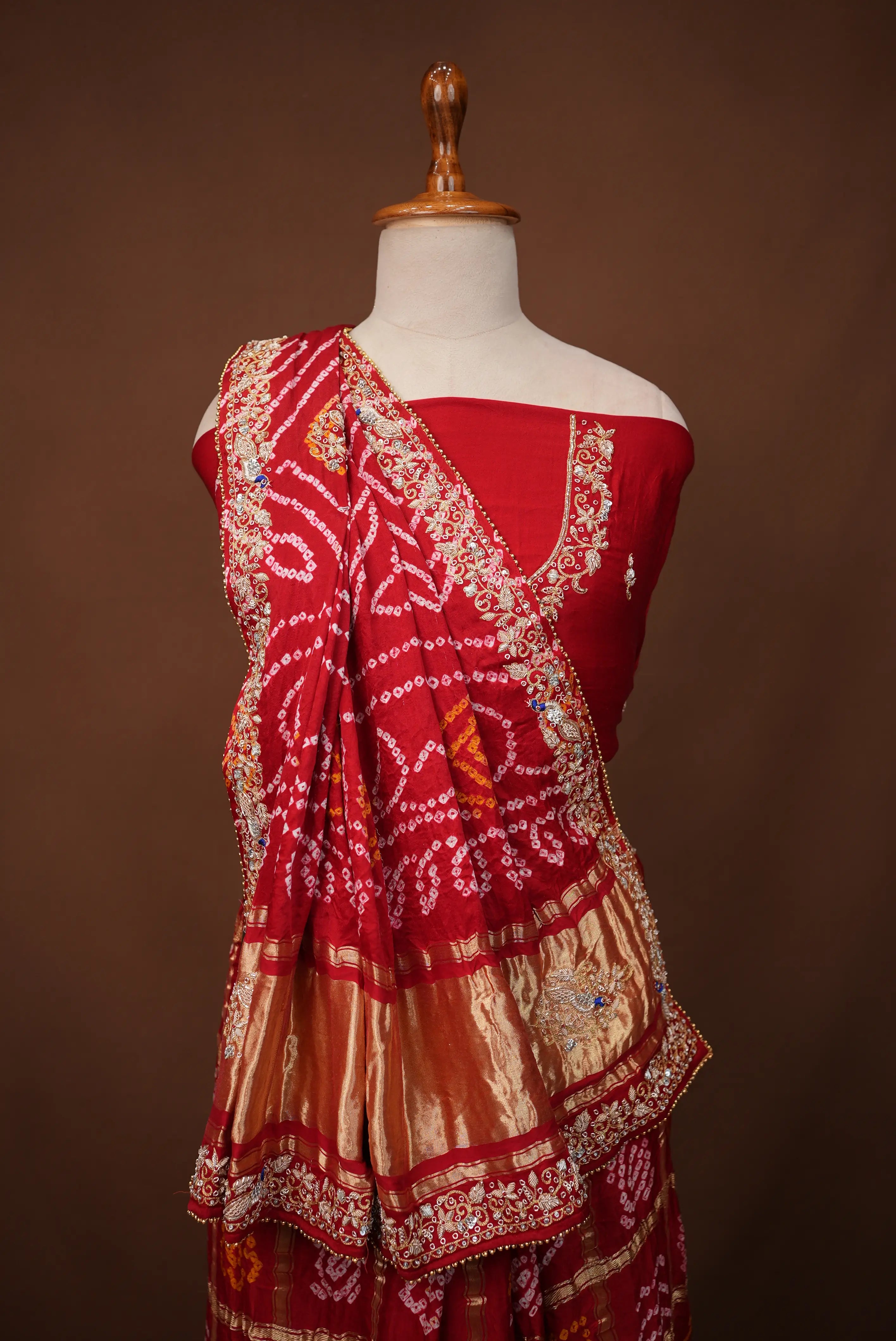 Ghatchola Designer Gazzi Silk Saree With Peacock Design Zardosi Handwork (with Blouse)  SR0103