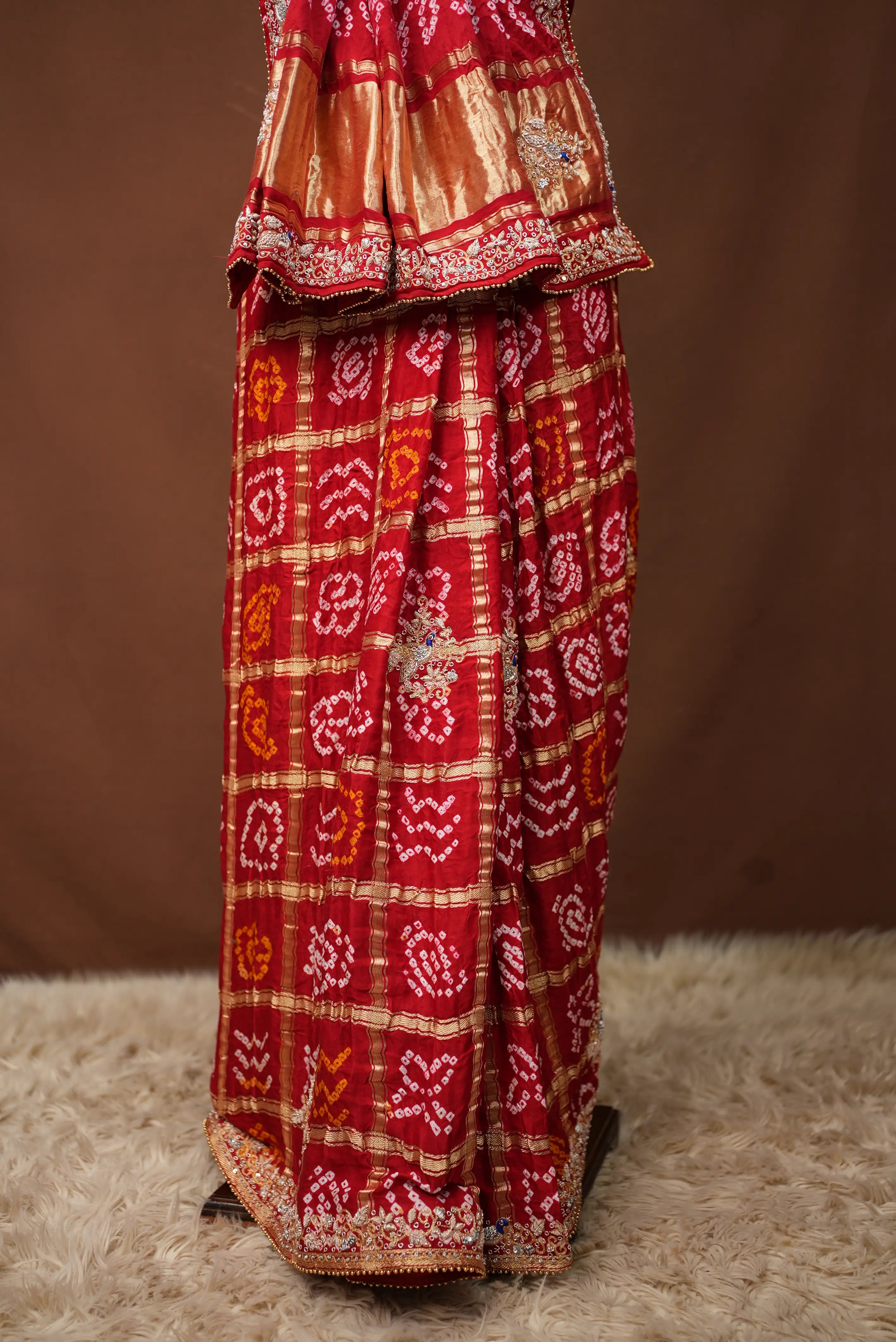 Ghatchola Designer Gazzi Silk Saree With Peacock Design Zardosi Handwork (with Blouse)  SR0103