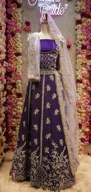 CRUSH TISSUE FABRIC LEHENGA WITH HEAVY FALIR AND HEAVY WORK WITH CONTRAST DUPATTA ##LC025