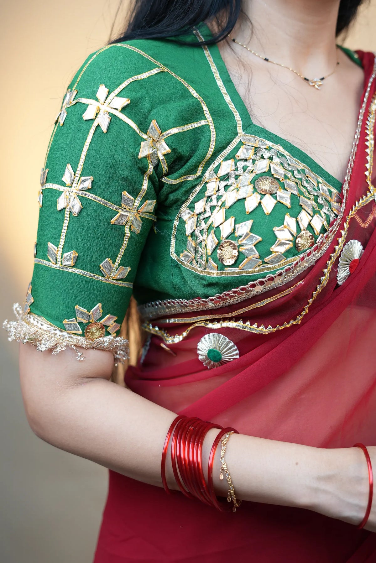 Traditional Rajasthani Kacchi Gota Patti Aangi Blouse