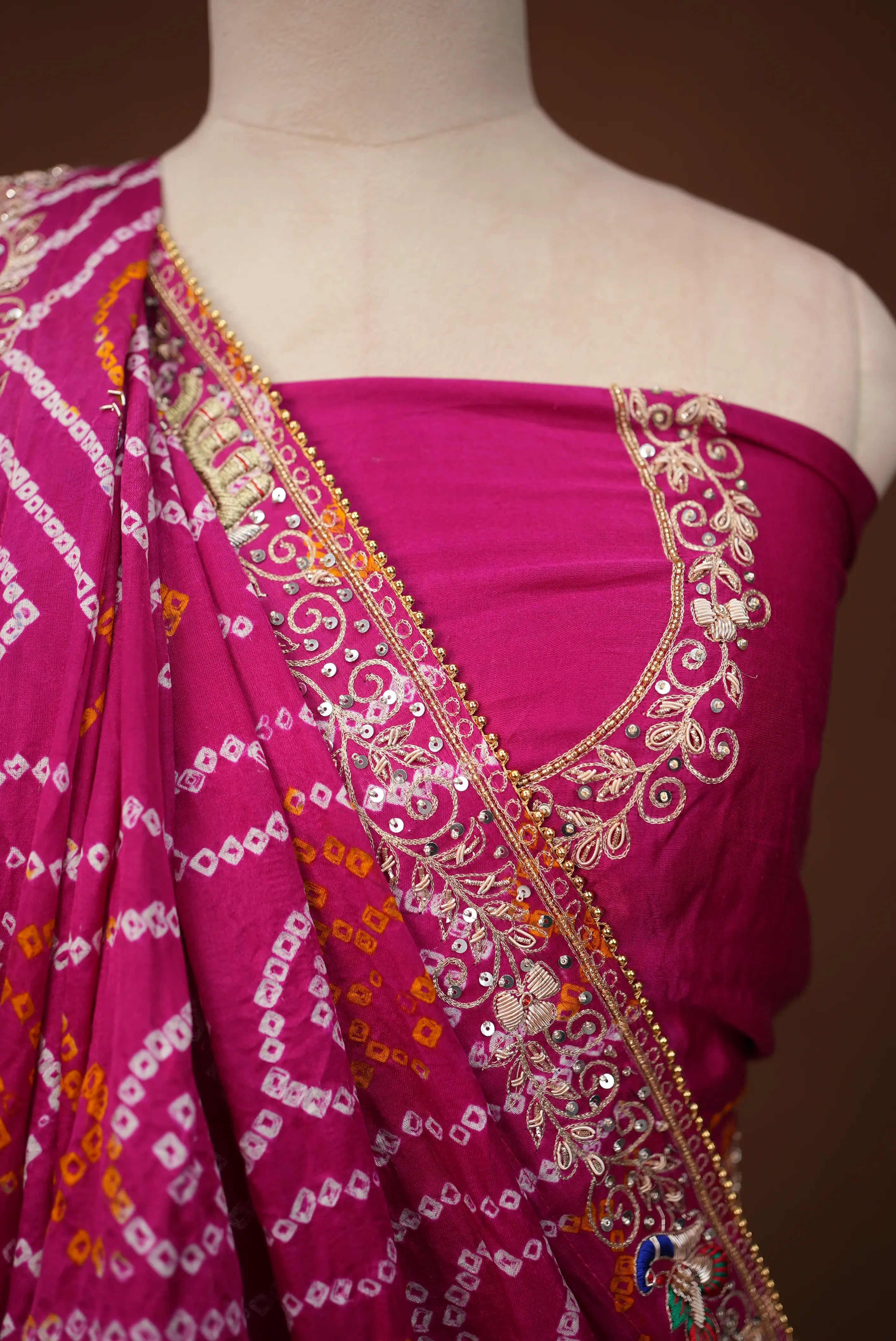 Ghatchola Design Pure Gazzi Silk Saree Embalish With Peacock Zardosi Handwork  SR0108