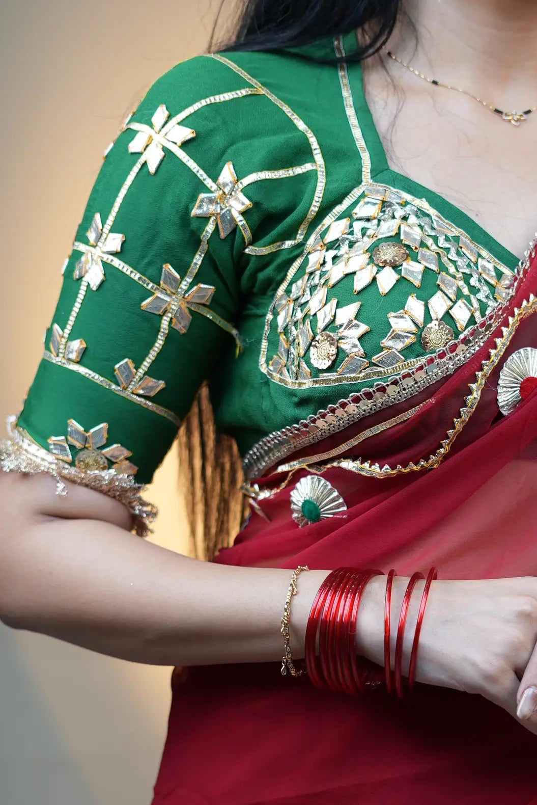 Traditional Rajasthani Kacchi Gota Patti Aangi Blouse