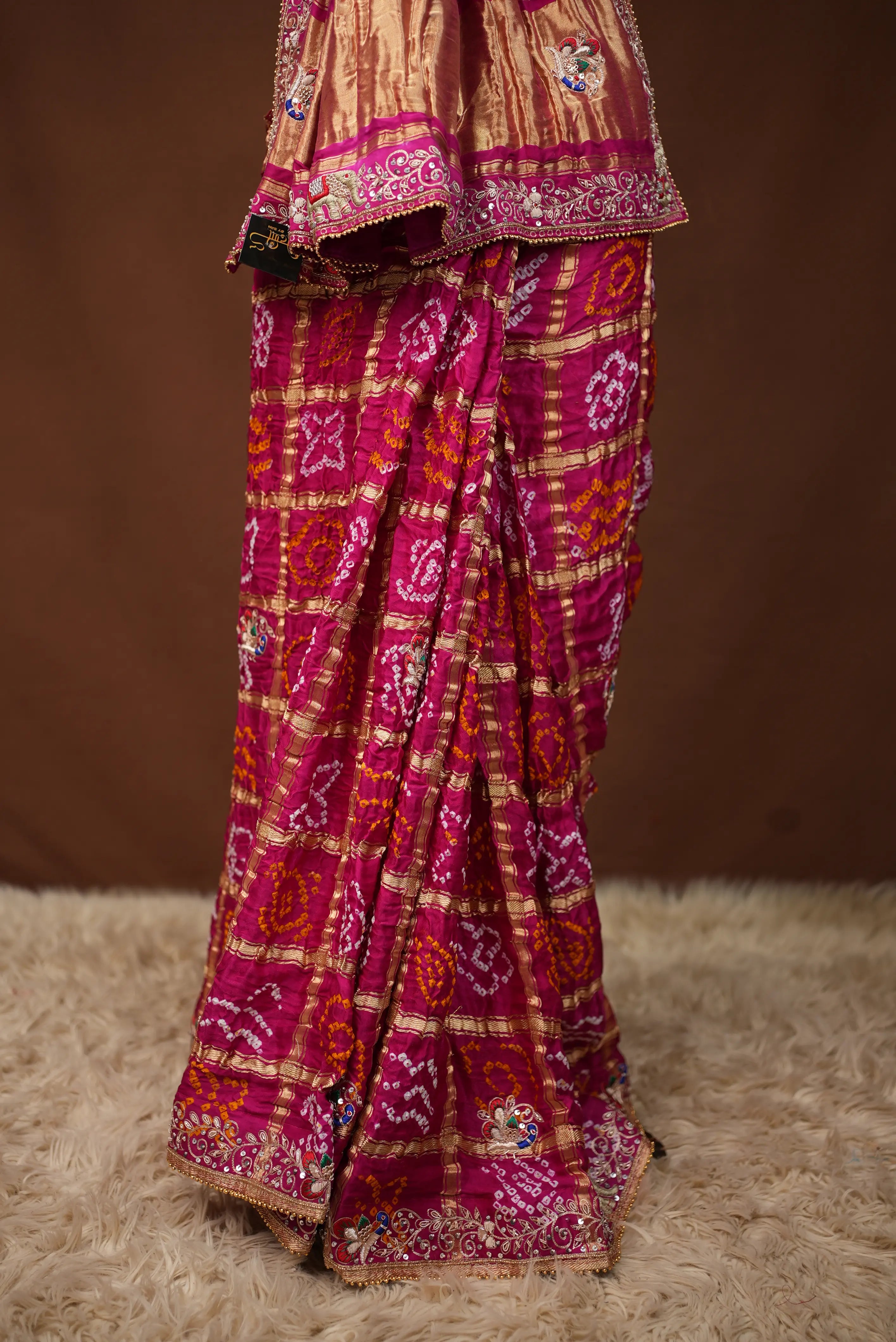 Ghatchola Design Pure Gazzi Silk Saree Embalish With Peacock Zardosi Handwork  SR0108