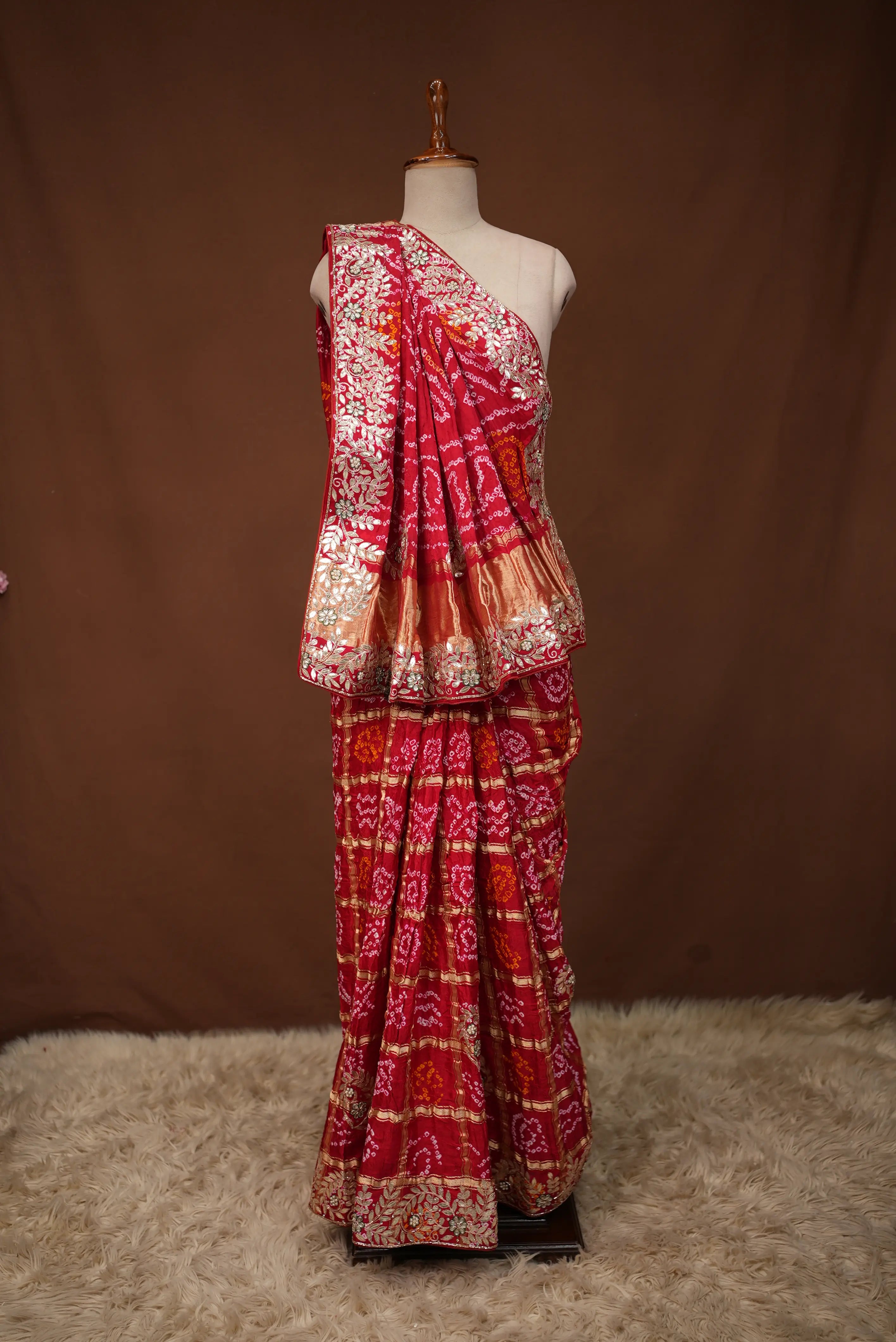 Ghatchola Design Pure Gazzi Silk Saree With Gota Patti Handwork (With Blouse) SR0112