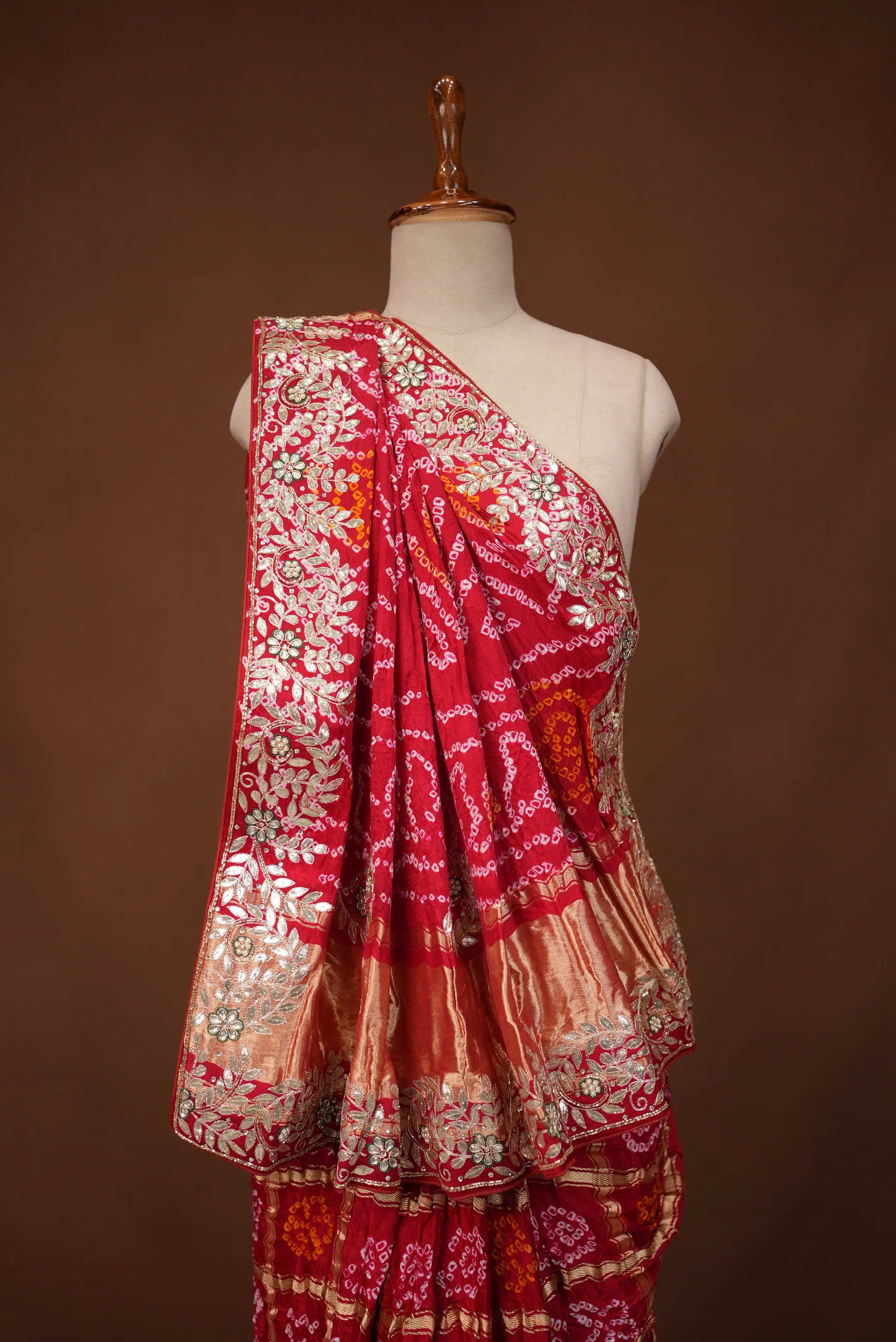 Ghatchola Design Pure Gazzi Silk Saree With Gota Patti Handwork (With Blouse) SR0112