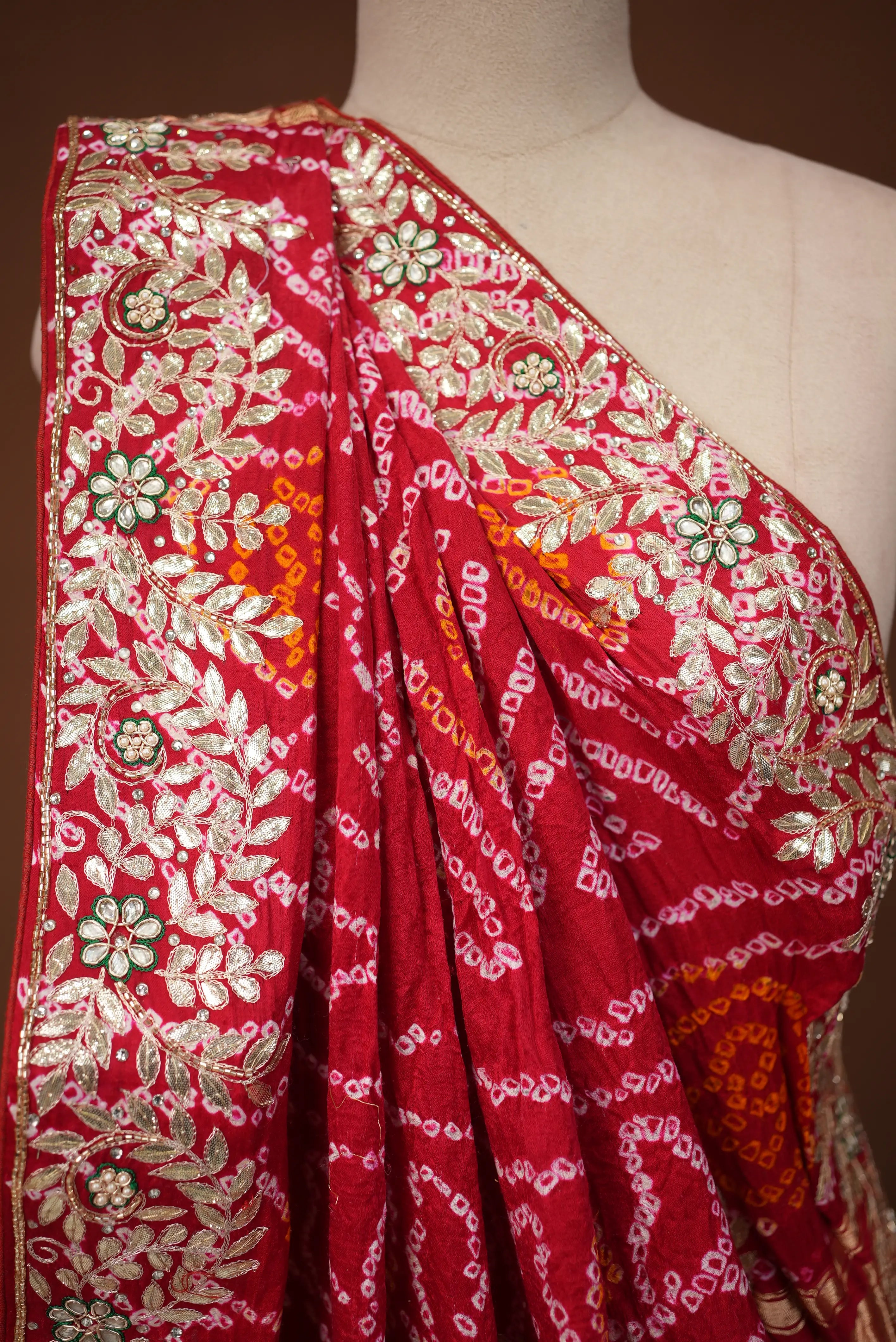 Ghatchola Design Pure Gazzi Silk Saree With Gota Patti Handwork (With Blouse) SR0112