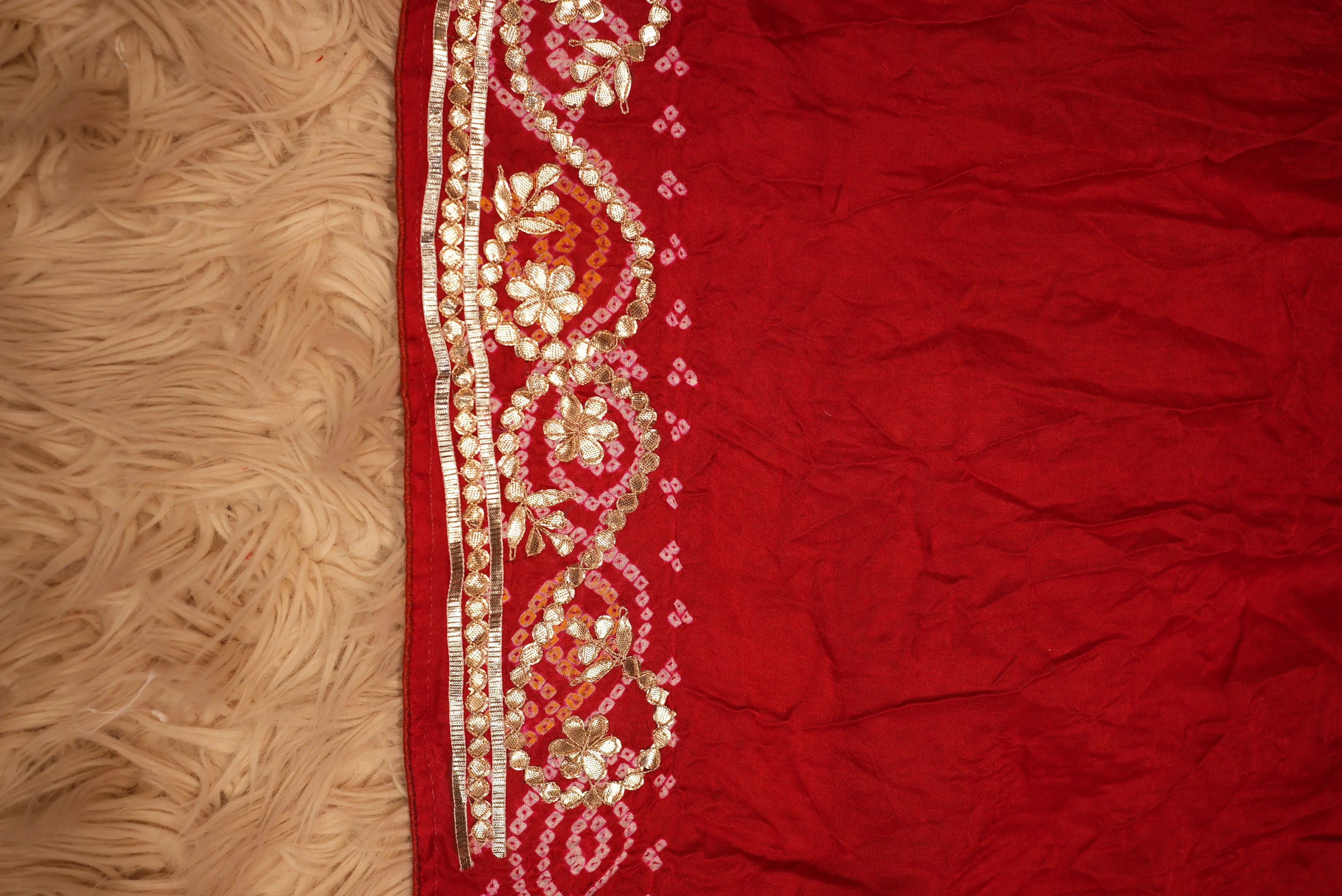 Bandhani Design Pure Gajji Saree with Gota Patti (With Blouse)
