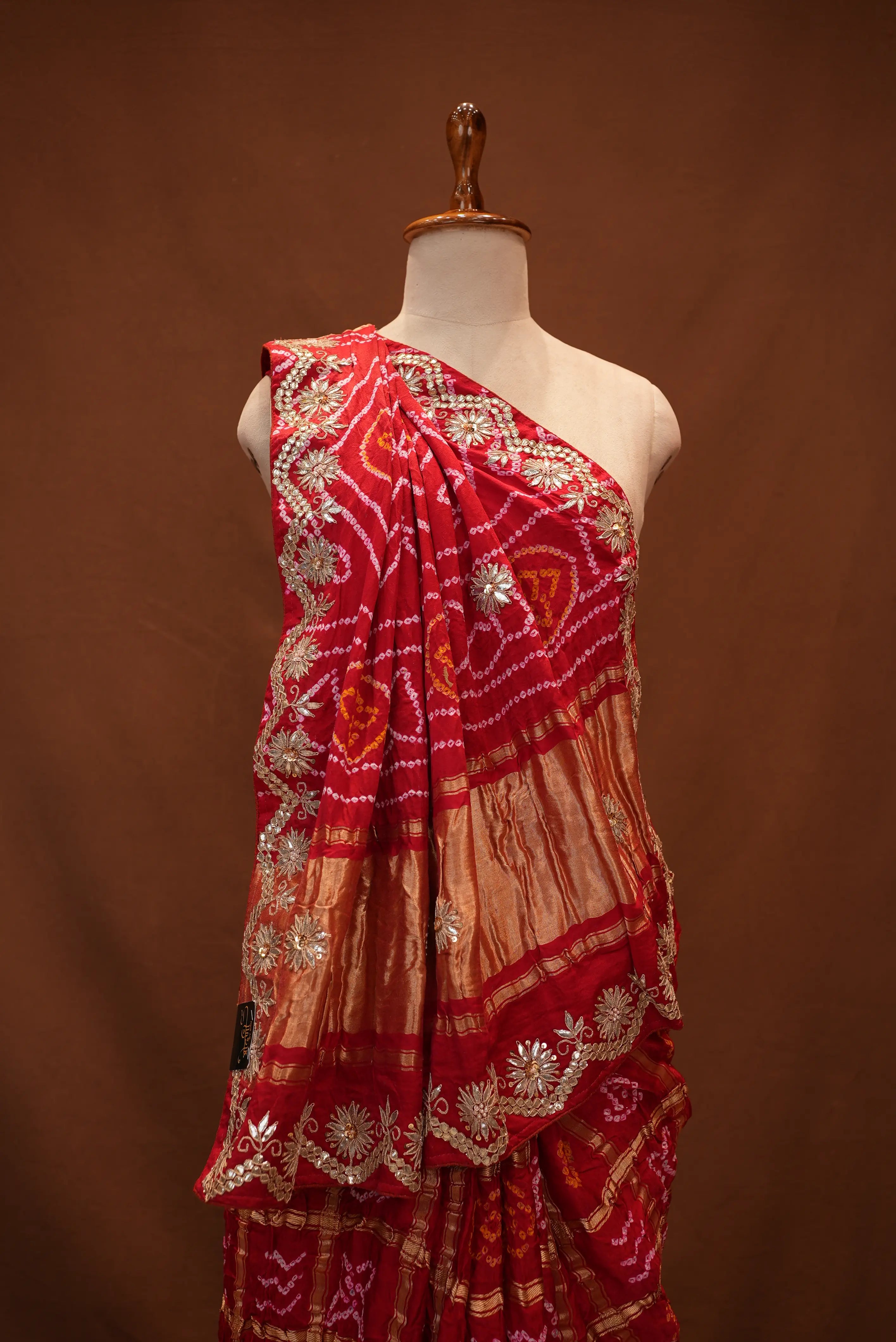 Garchola Design Pure Gajji Silk Saree With gota patti (With Blouse)