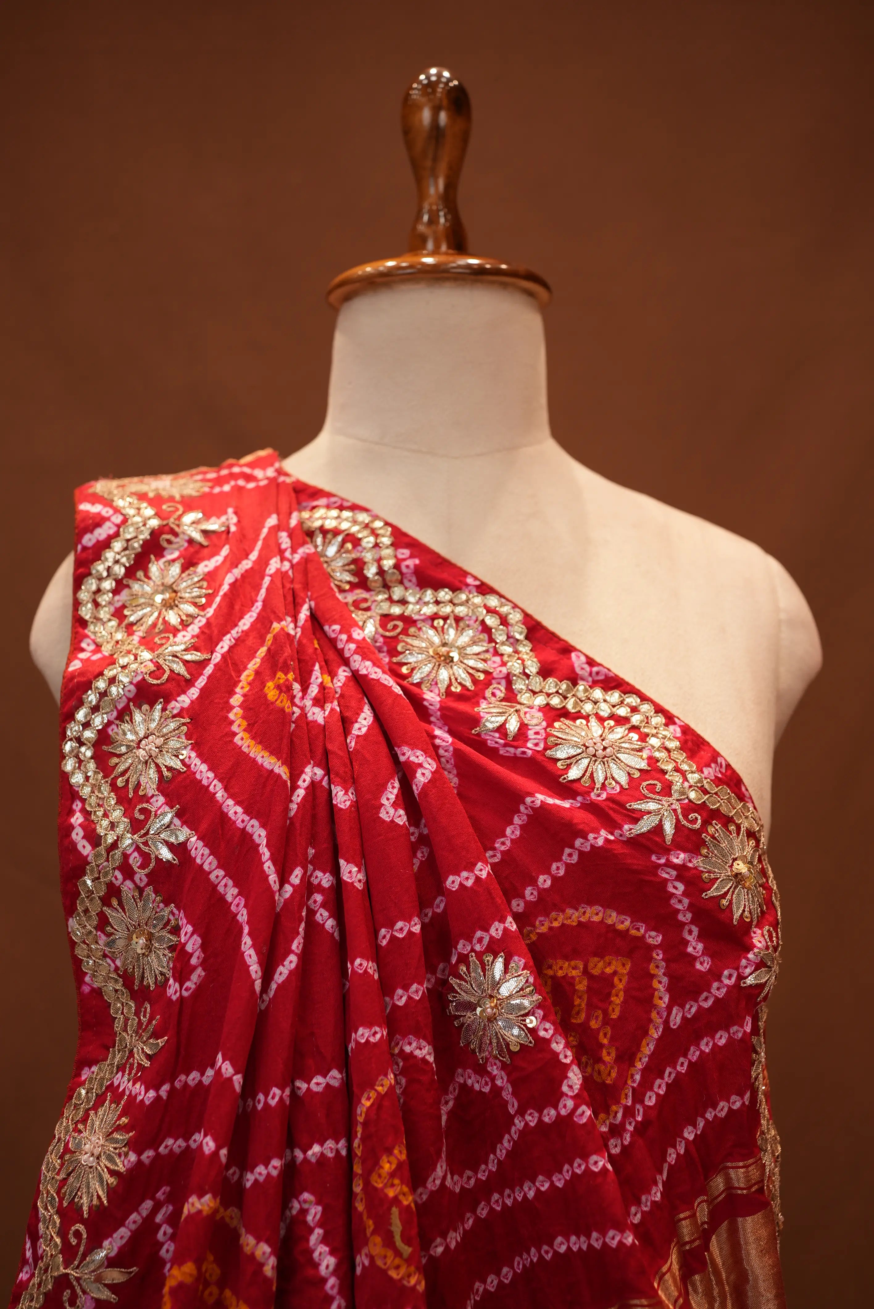 Garchola Design Pure Gajji Silk Saree With gota patti (With Blouse)