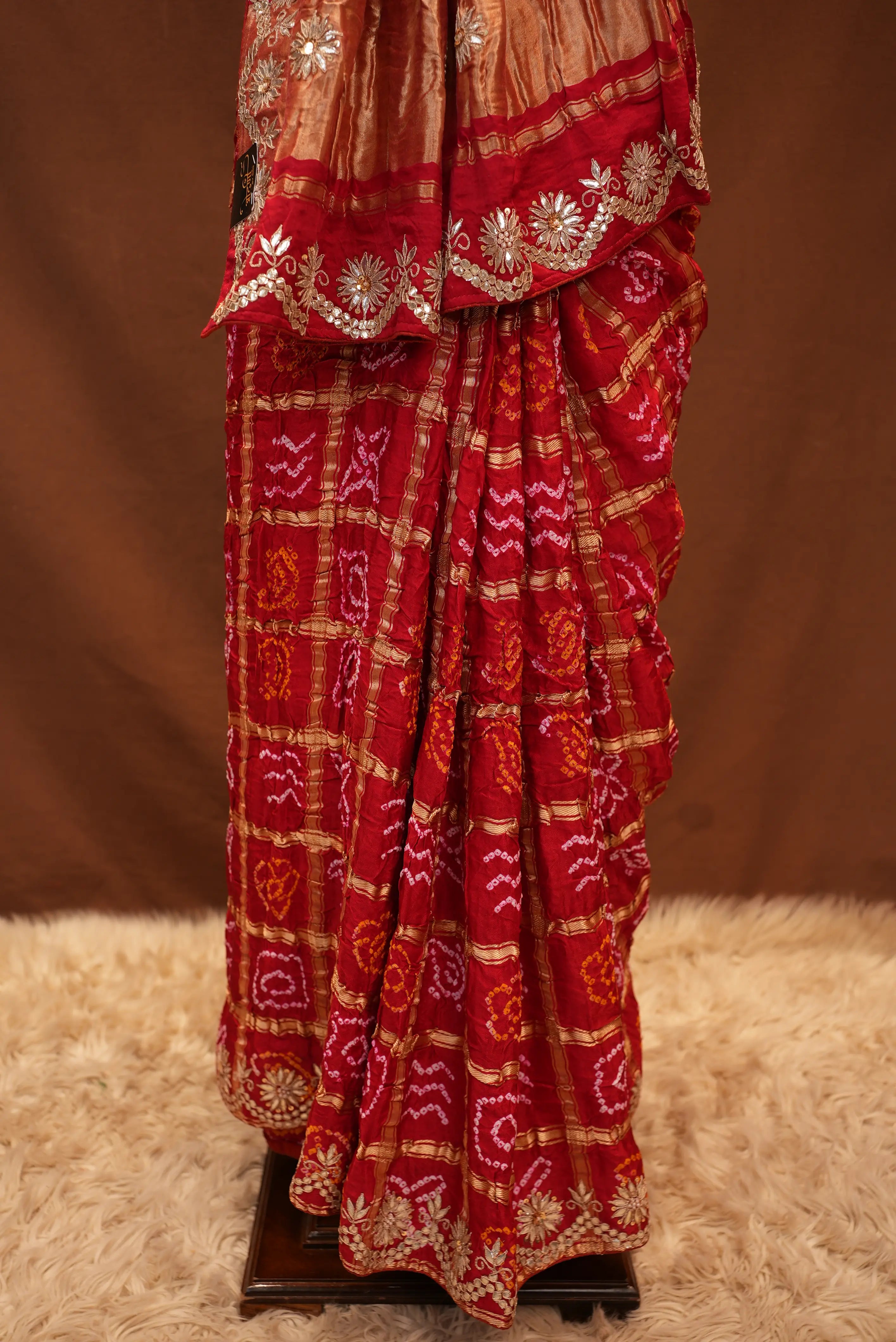 Garchola Design Pure Gajji Silk Saree With gota patti (With Blouse)