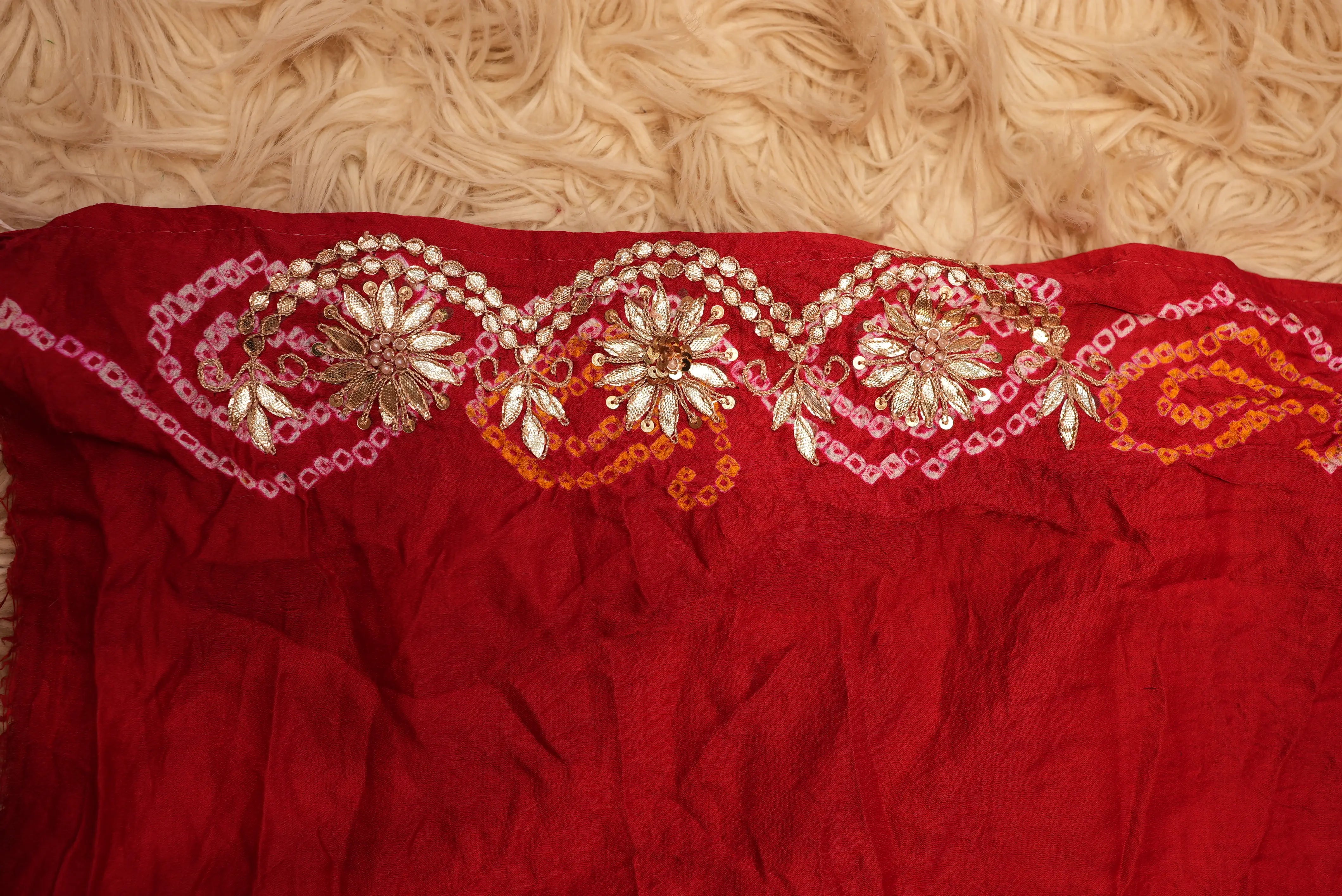 Garchola Design Pure Gajji Silk Saree With gota patti (With Blouse)