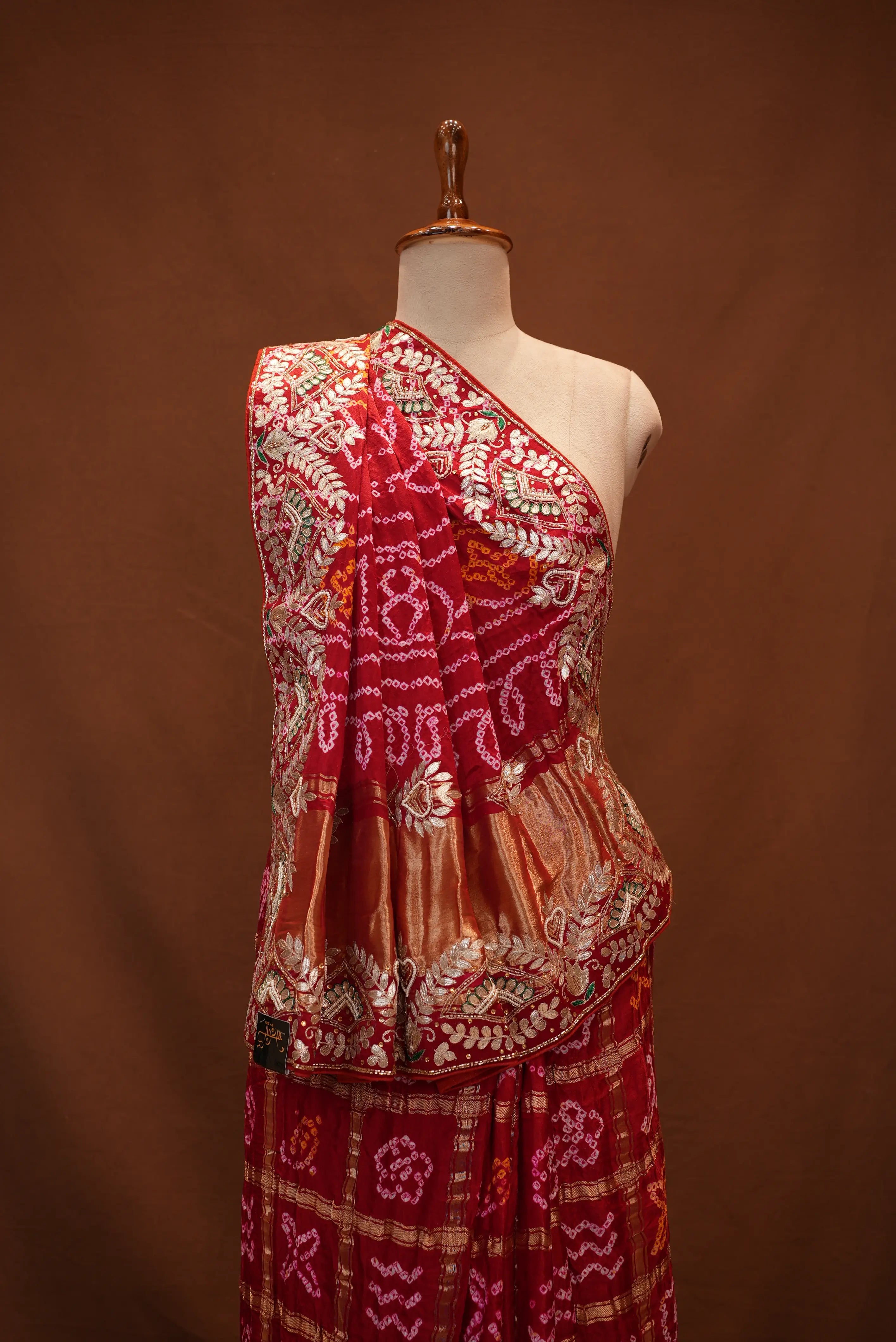 Garchola Design Pure Gajji Silk Saree With gota patti (With Blouse)
