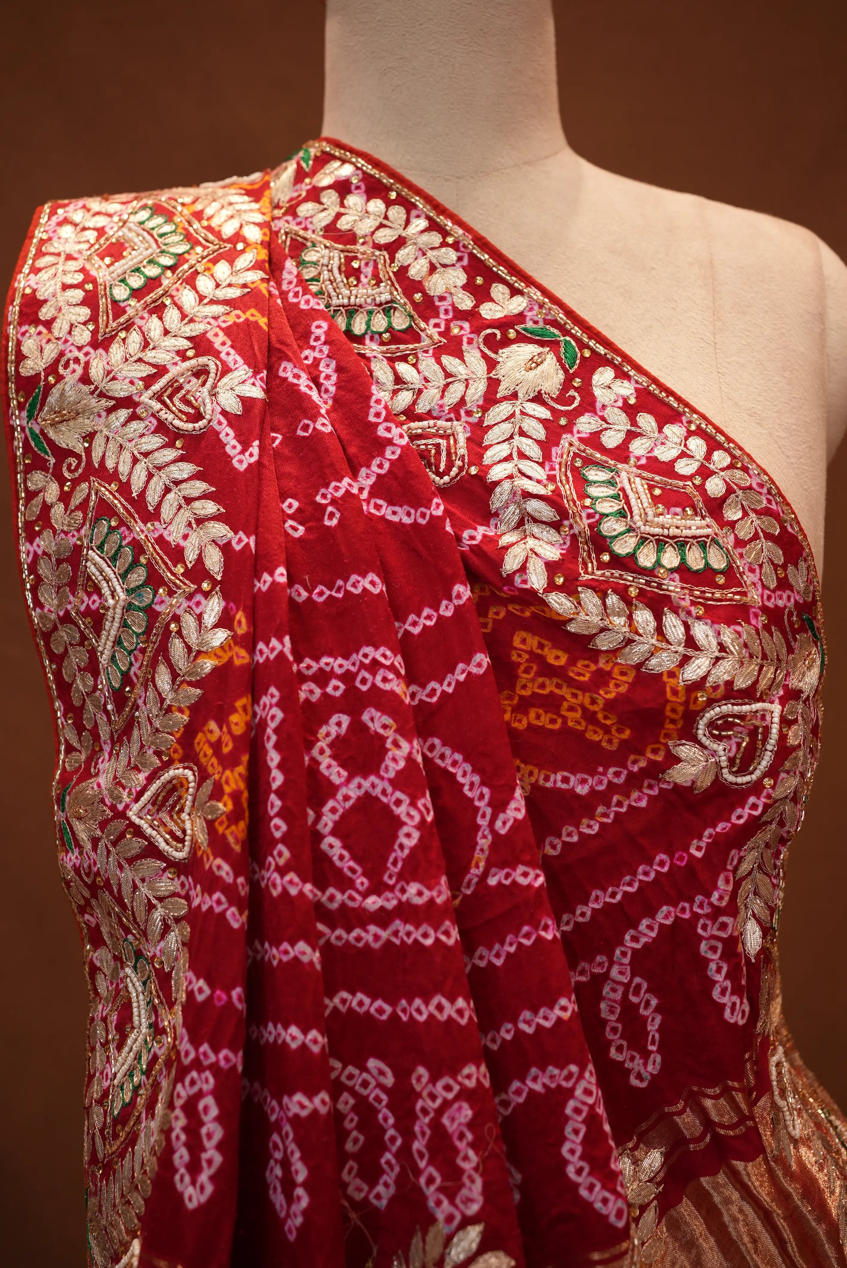 Garchola Design Pure Gajji Silk Saree With gota patti (With Blouse)