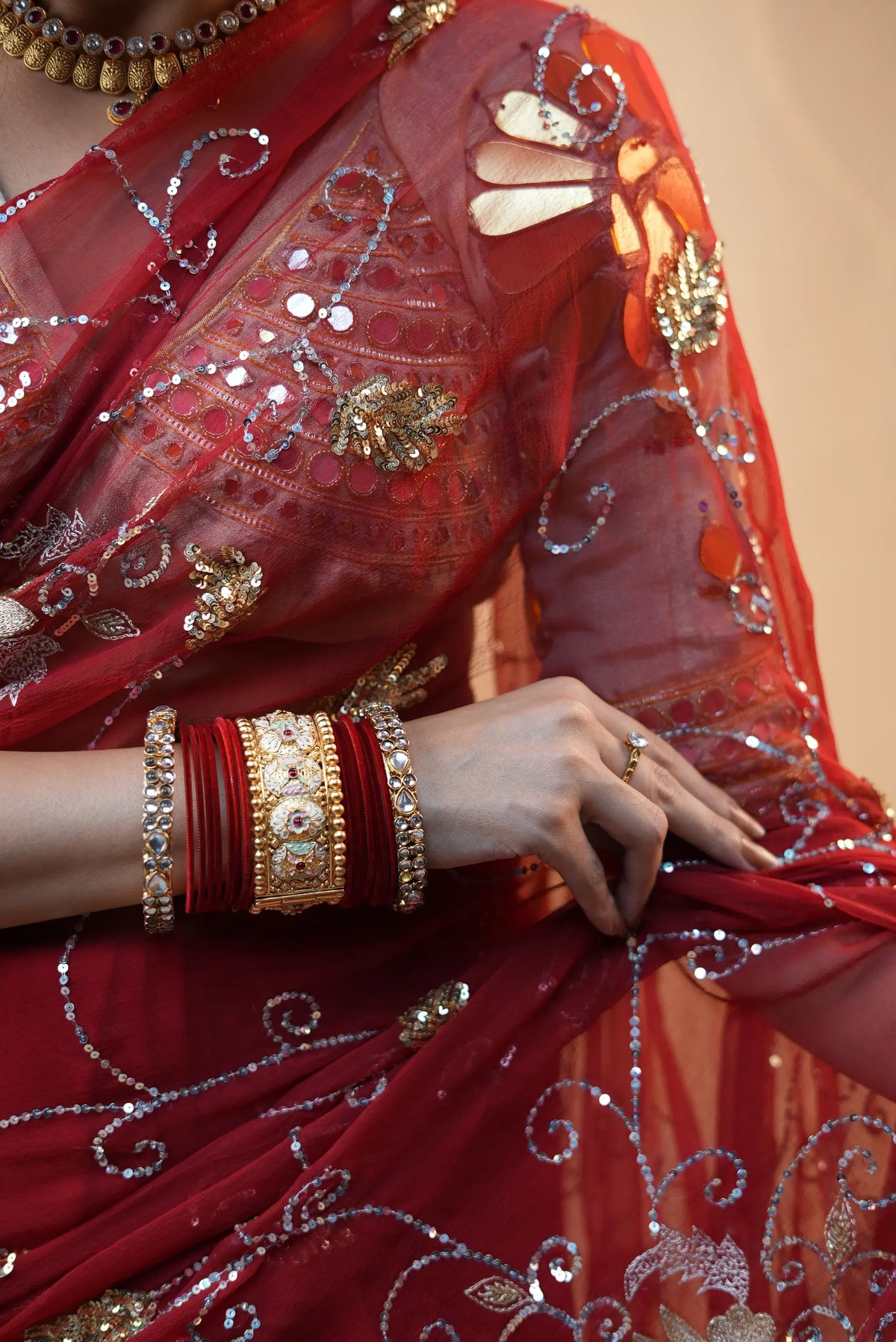 Pure Chiffon Vintage Handwork Saree