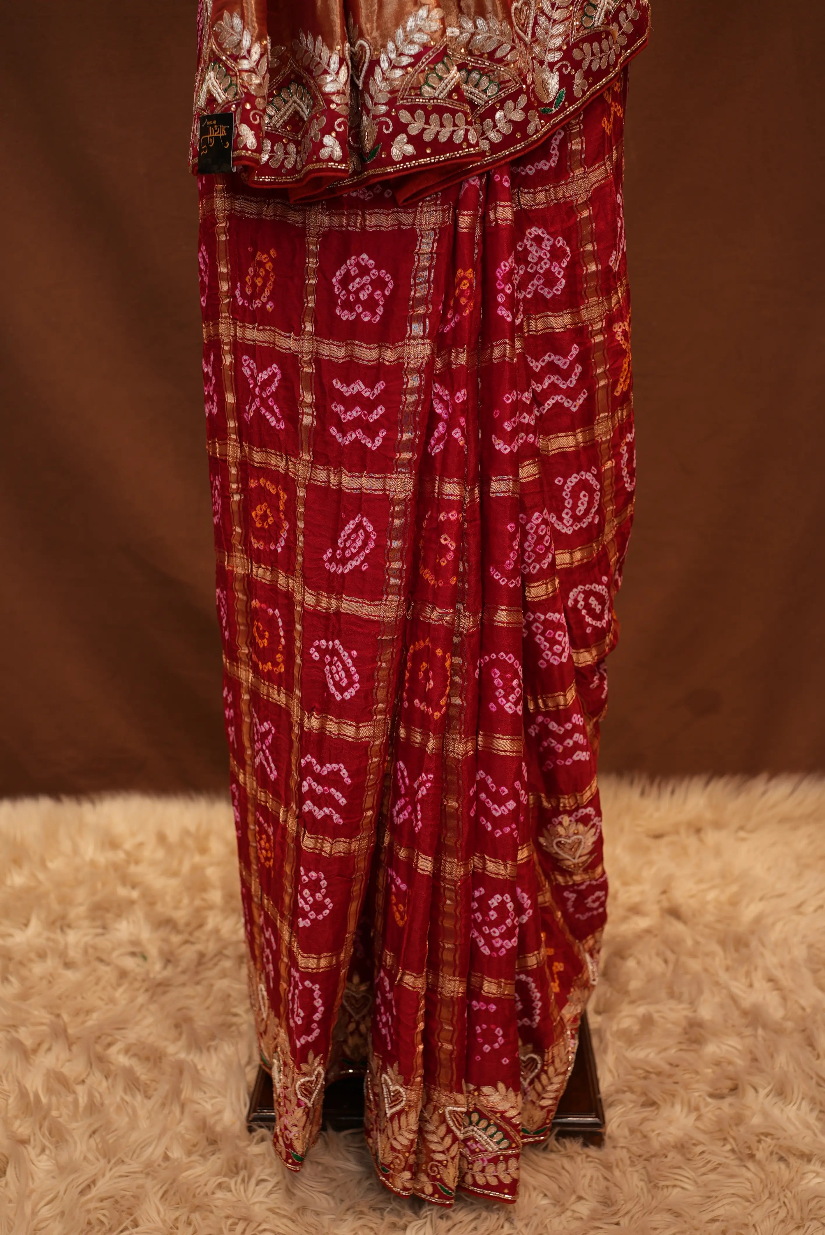 Garchola Design Pure Gajji Silk Saree With gota patti (With Blouse)