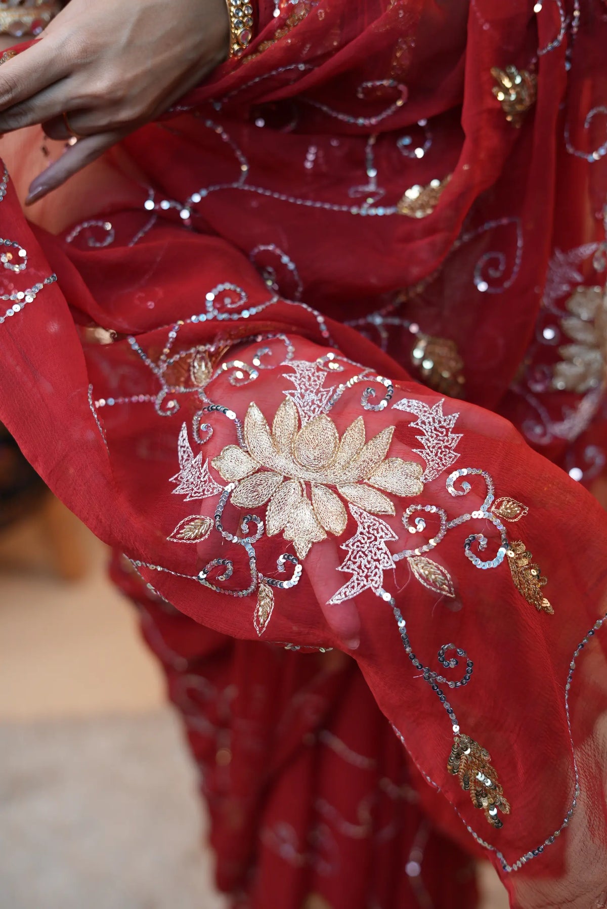 Pure Chiffon Vintage Handwork Saree