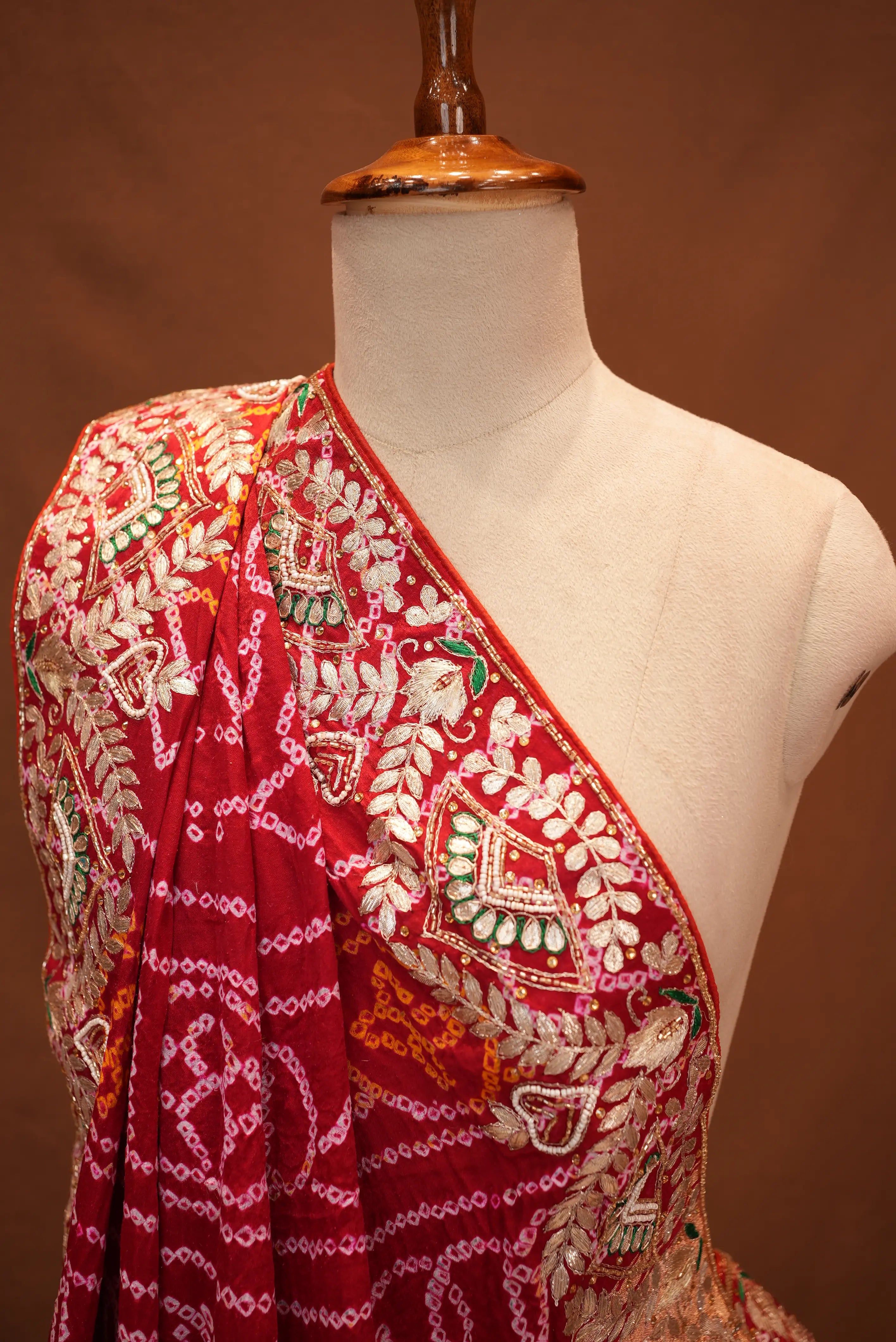 Garchola Design Pure Gajji Silk Saree With gota patti (With Blouse)