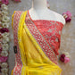CRUNCHY SILK FABRIC SAREE WITH WITH BANDHANI AND CUT WORK BORDER & ZARKAN AND SEQUENCE WORK (WITH HEAVY BLOUSE) ##SR409