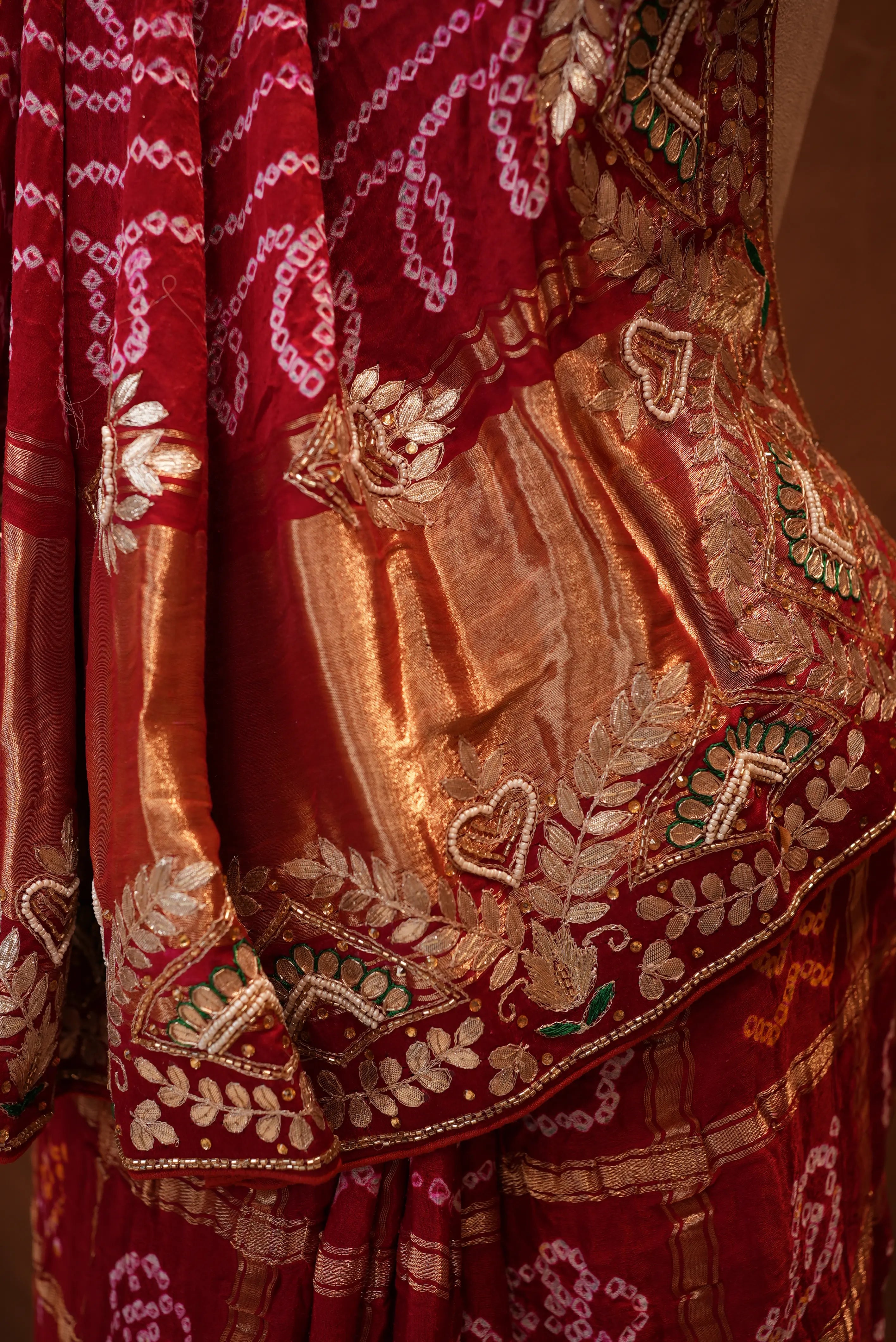 Garchola Design Pure Gajji Silk Saree With gota patti (With Blouse)